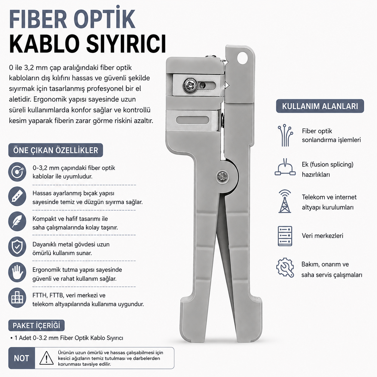 0-3.2mm Fiber Optik Kablo Sıyırıcı