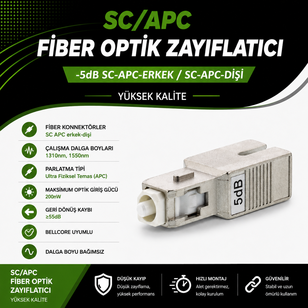 -5dB SC-APC-Erkek / SC-APC-Dişi