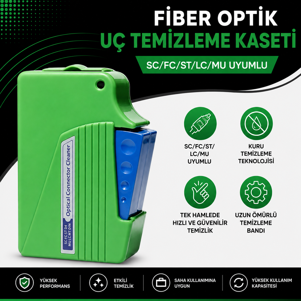 Fiber Optik Uç Temizleme Kaseti