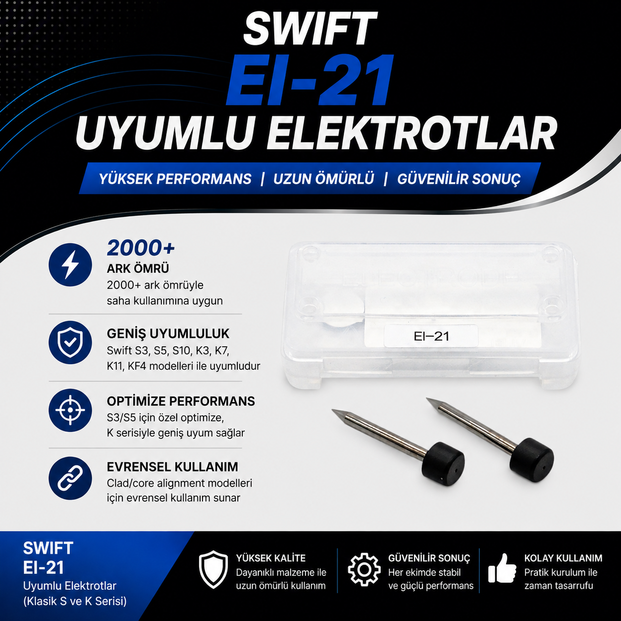 EI-21 Swift K33-K11-S3-S5-S10-K3-K7 Uyumlu Elektrotlar