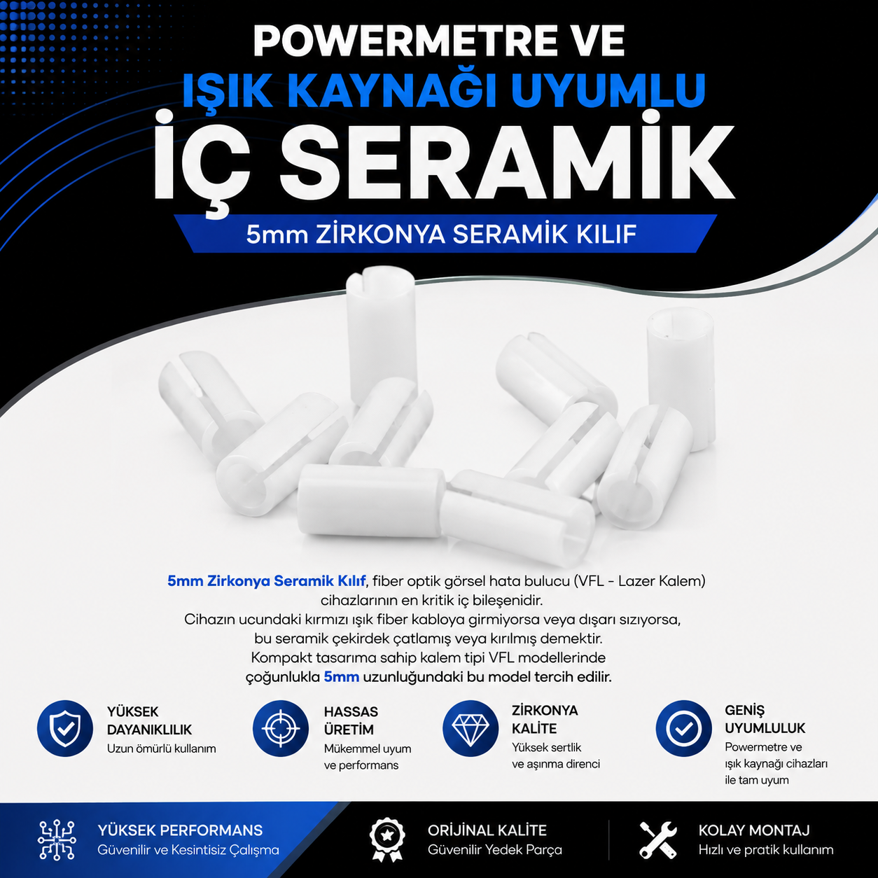 Powermetre Ve Işık Kaynagı Uyumlu İç Seramık