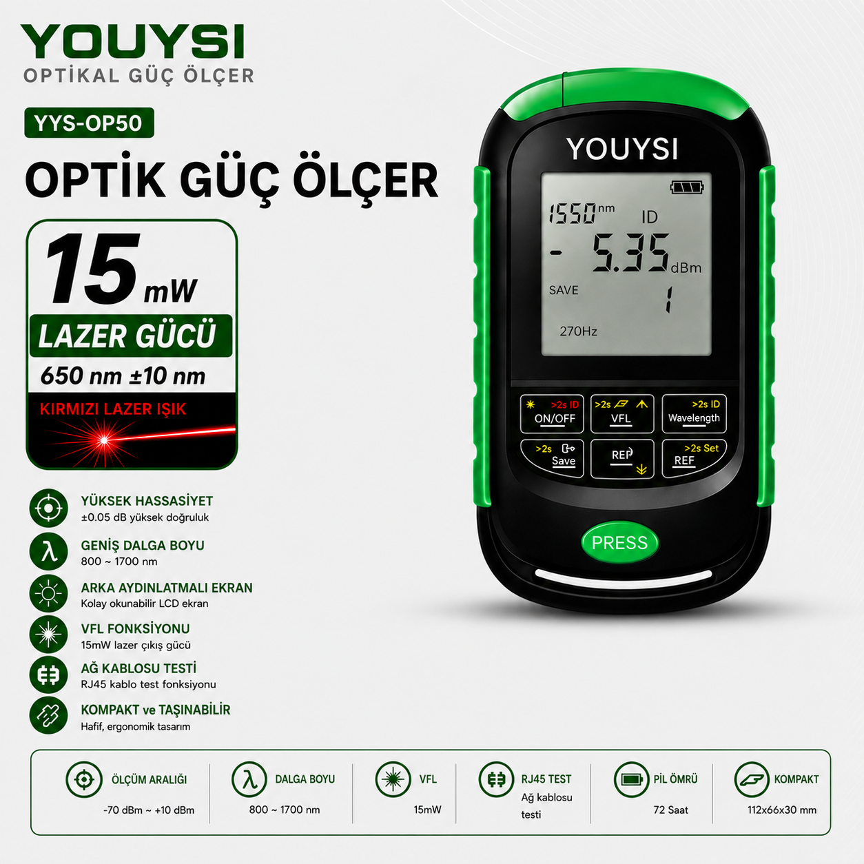 Youysı 15Mw Lazerli Powermetre
