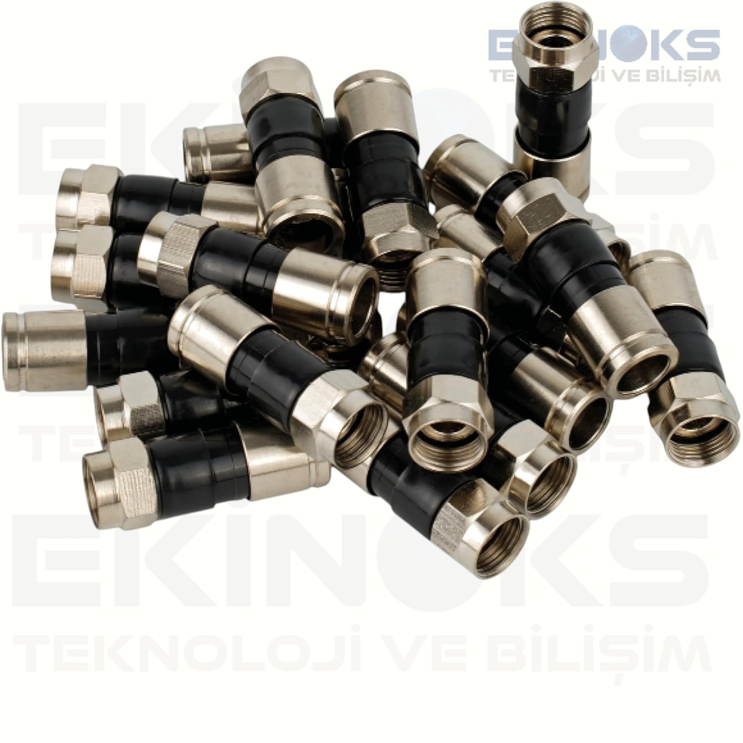 RG-6 Siyah Sıkmalı Tip F Konnektör (50'li Paket)