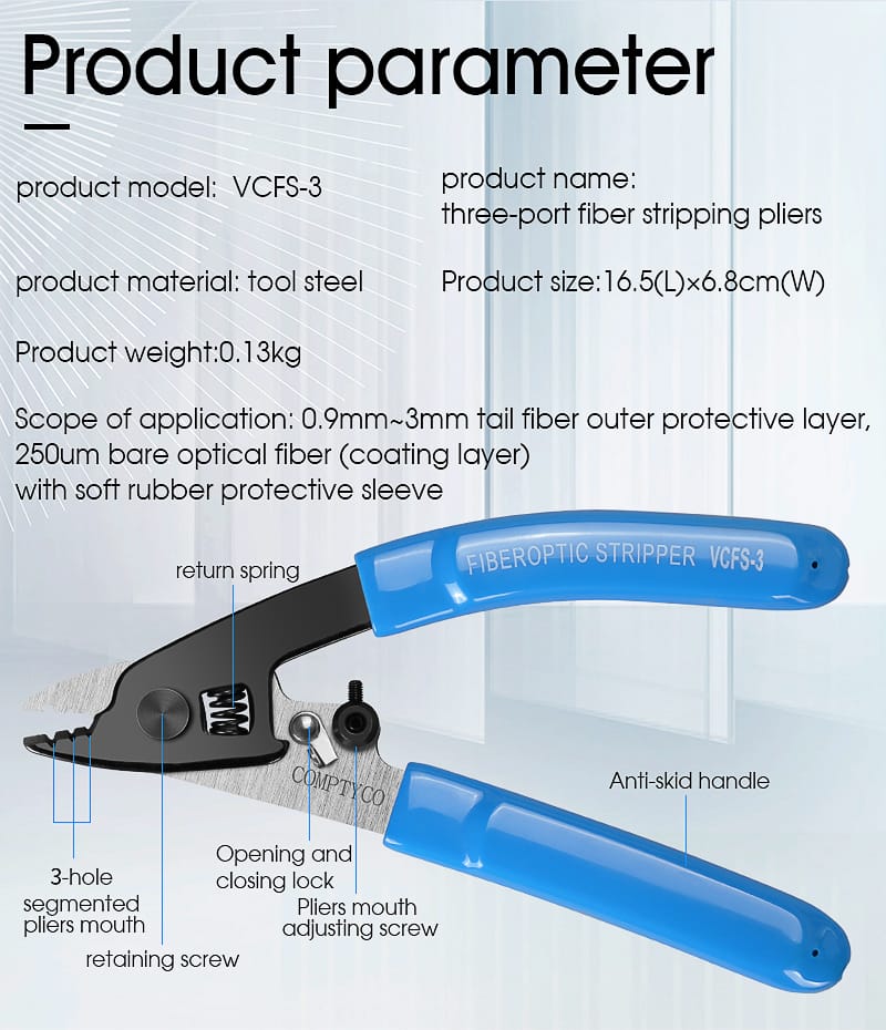 CFS-3 FİBER OPTİK EGİK TİP MAVİ KABLO SIYIRICI