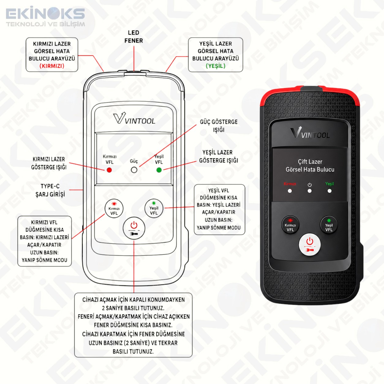 Vintool VS-11 30Mw Kırmızı ve Yeşil Işık Görsel Işık Kaynagı