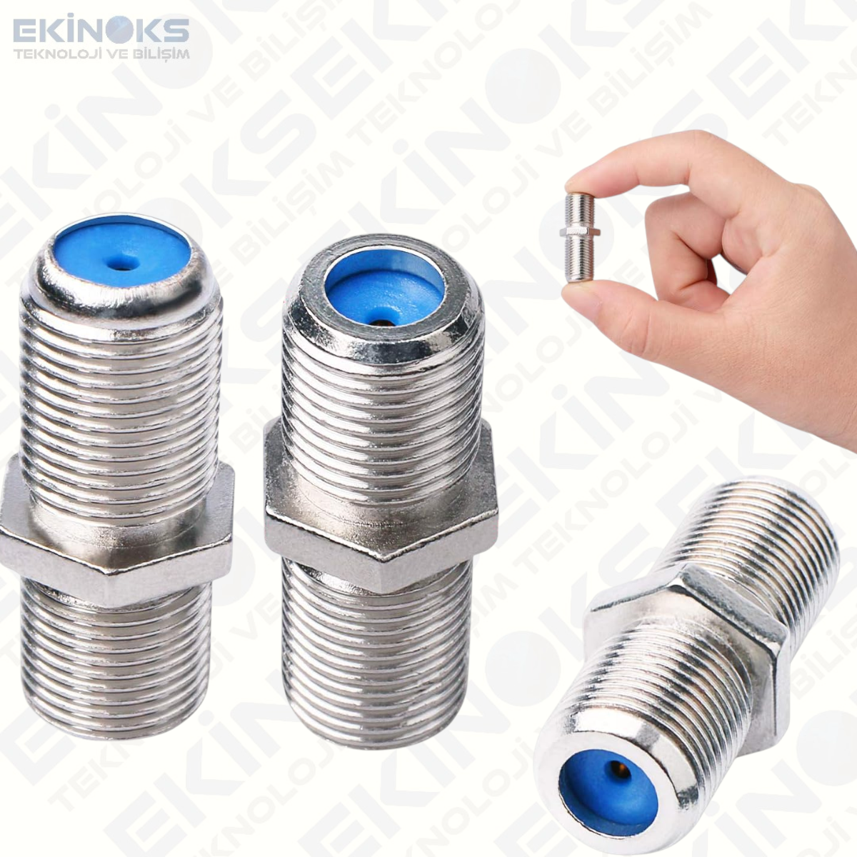 27mm F Dişi - F Dişi TV Ara Konnektör  Metal F/F Adaptör (50'Lİ Paket)