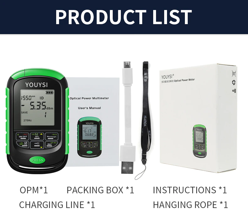 YOUYSI 15mw LAZERLİ ŞARJLI OPTİK POWERMETRE